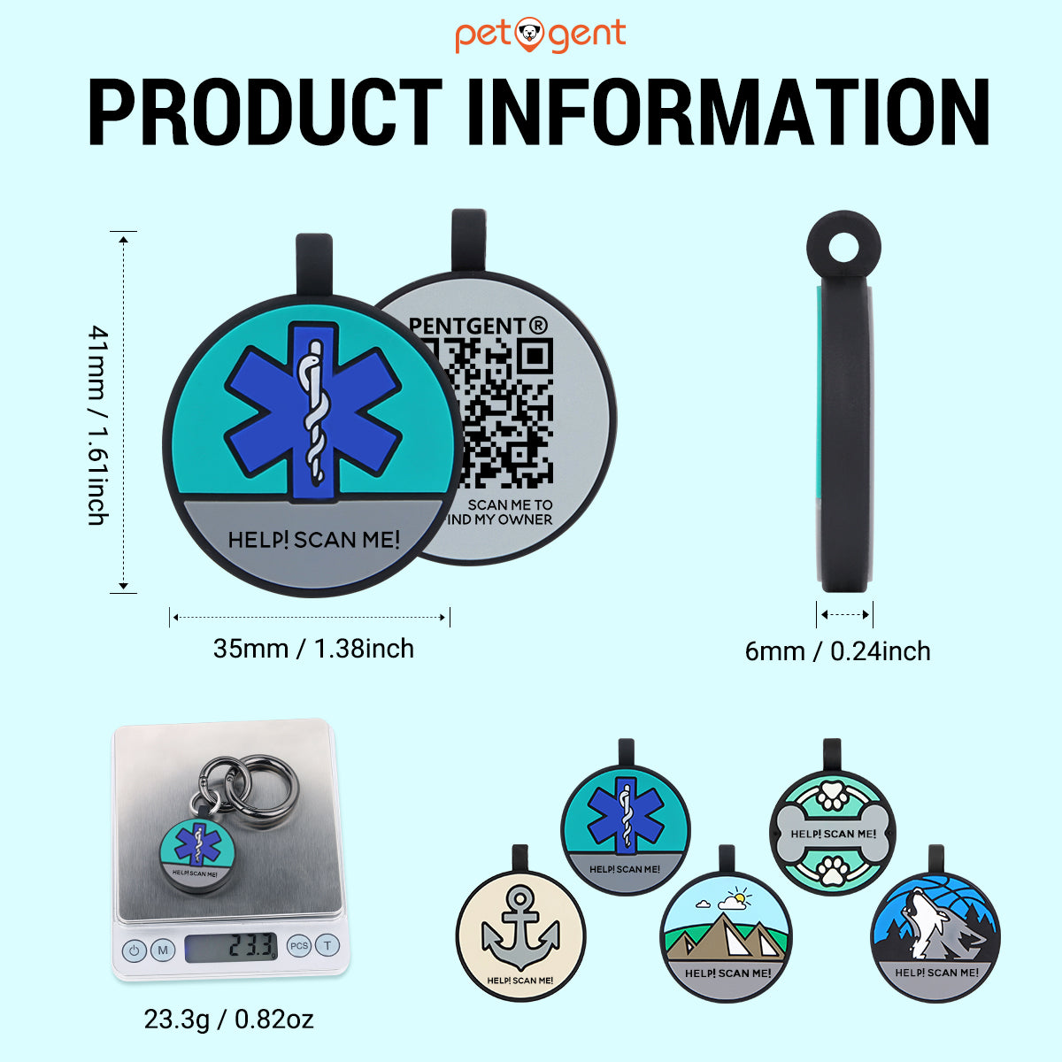 Petgent QR Code Dog Tags for Pets Personalized Editable Pet Cat Dog Na ...